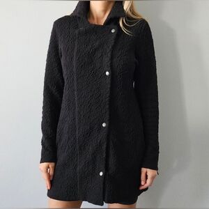 Eileen Fisher Sz S Tweed Cardigan Cotton Blend Black Women Zip Sleeve